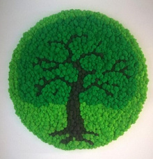 Зелёное панно для стен На Стене Трава Круглое дерево